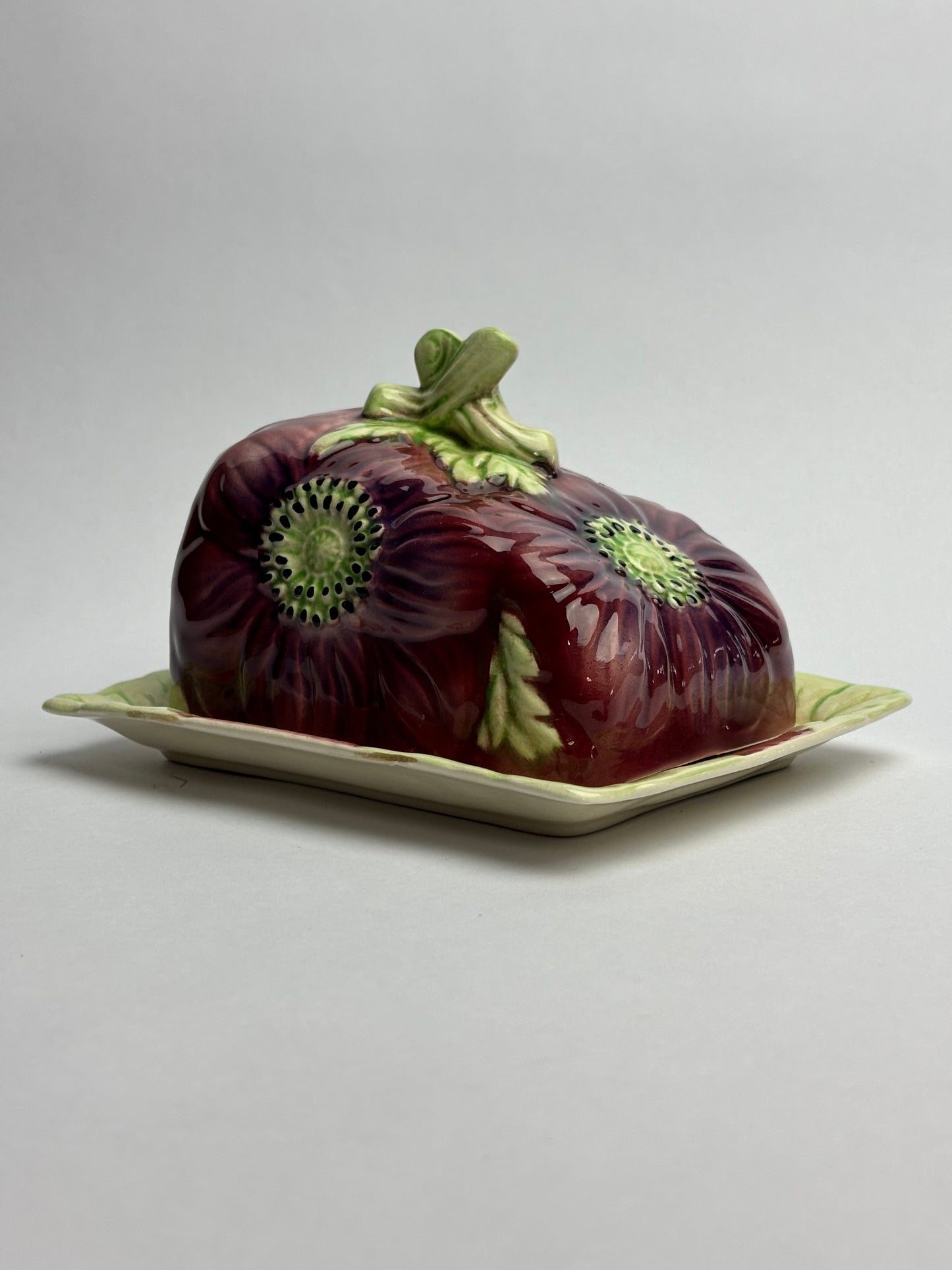 Anemone Majolica Butter Dish by Shorter & Son