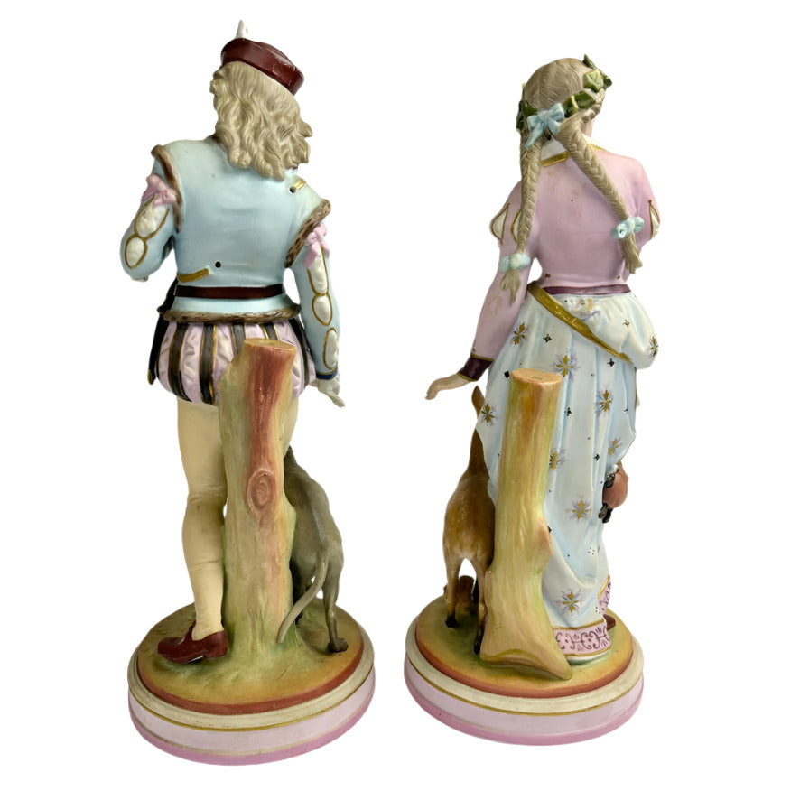 Scheibe-Alsbach Pair of 20th century hard paste porcelain figurines with hound and fawn