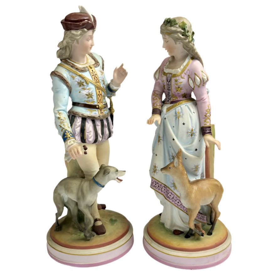 Scheibe-Alsbach Pair of 20th century hard paste porcelain figurines with hound and fawn