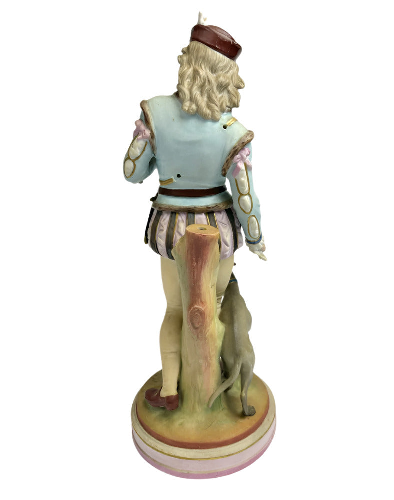 Scheibe-Alsbach Pair of 20th century hard paste porcelain figurines with hound and fawn
