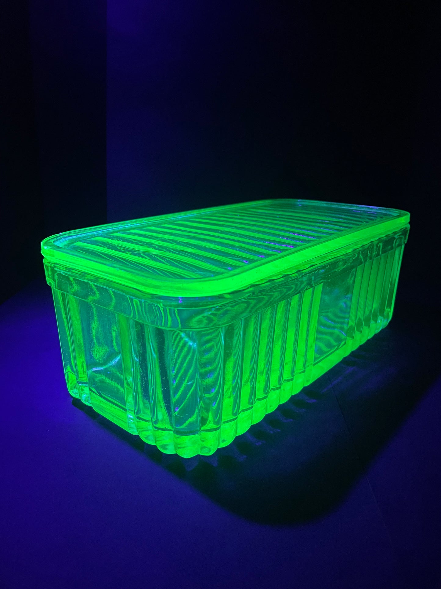 Uranium Glass Butter Dish