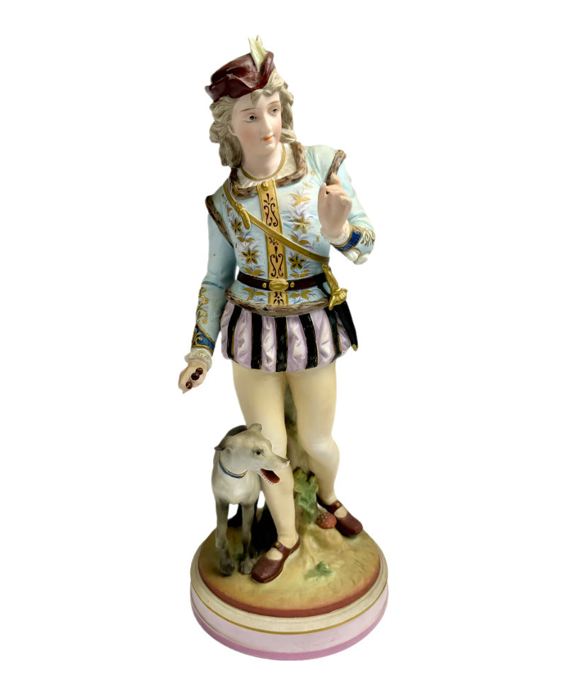 Scheibe-Alsbach Pair of 20th century hard paste porcelain figurines with hound and fawn