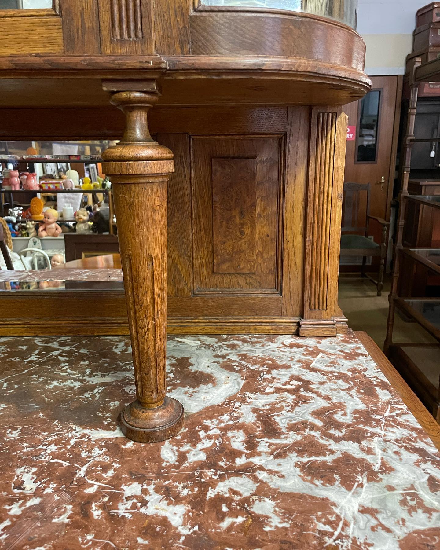 Vintage European oak and walnut dresser