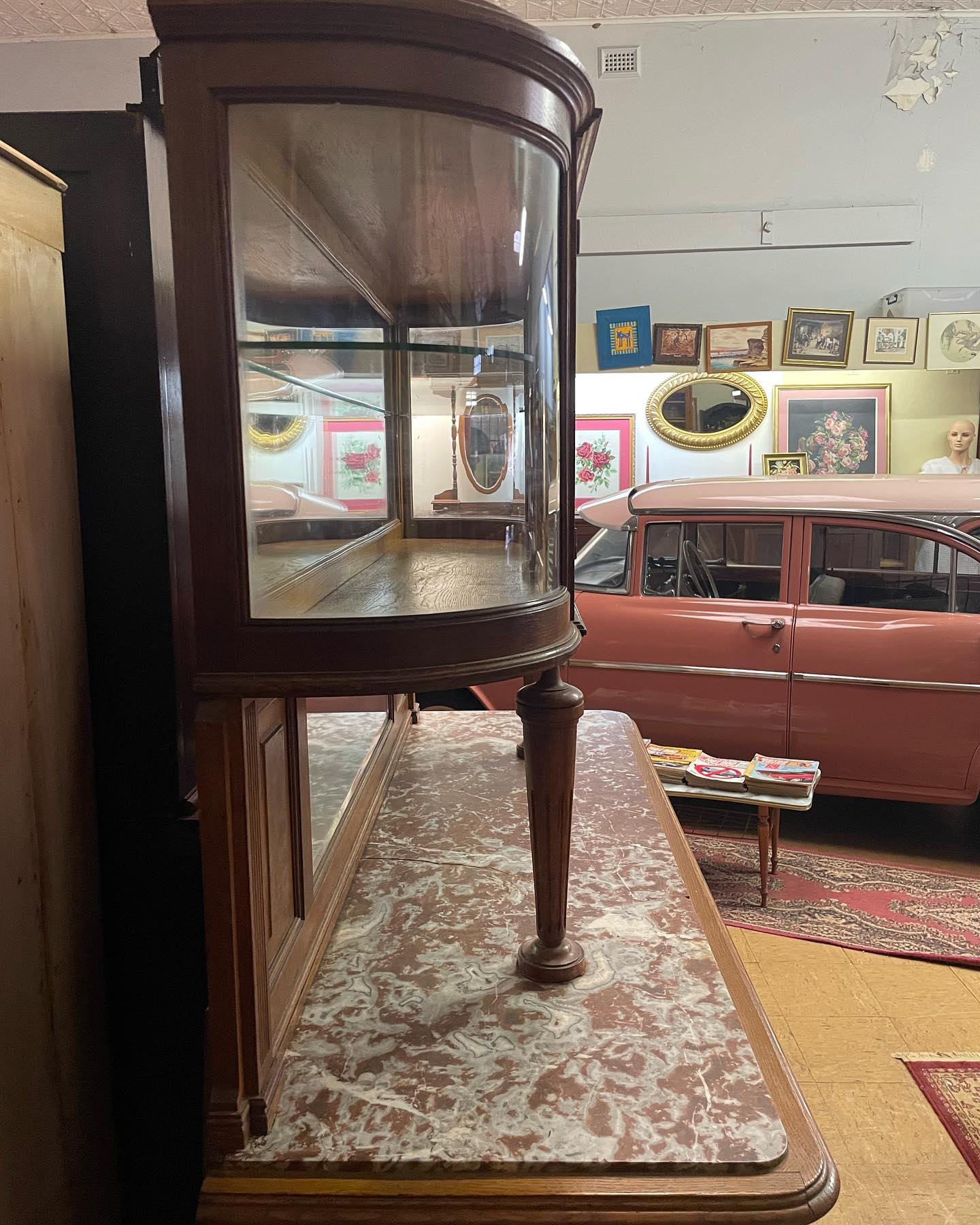 Vintage European oak and walnut dresser