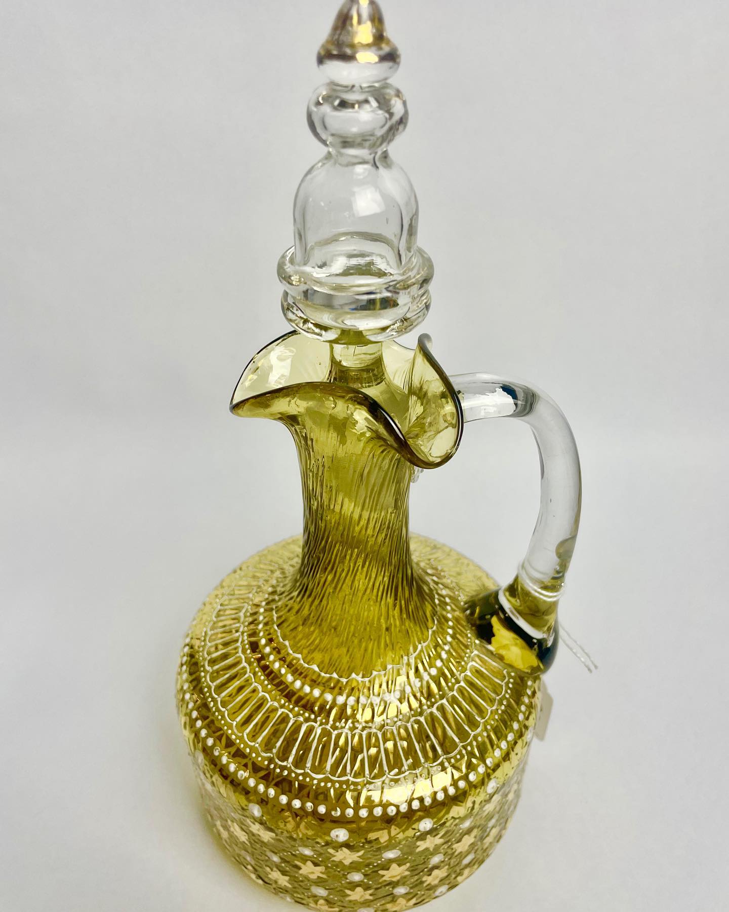 Victorian hand-painted glass decanter