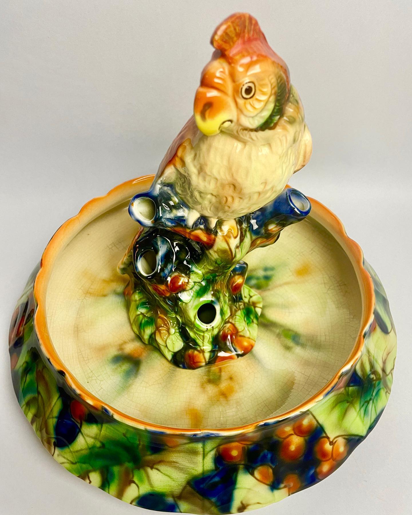 Falcon ware bird centrepiece by T. Lawrence Earthenware manufacturer