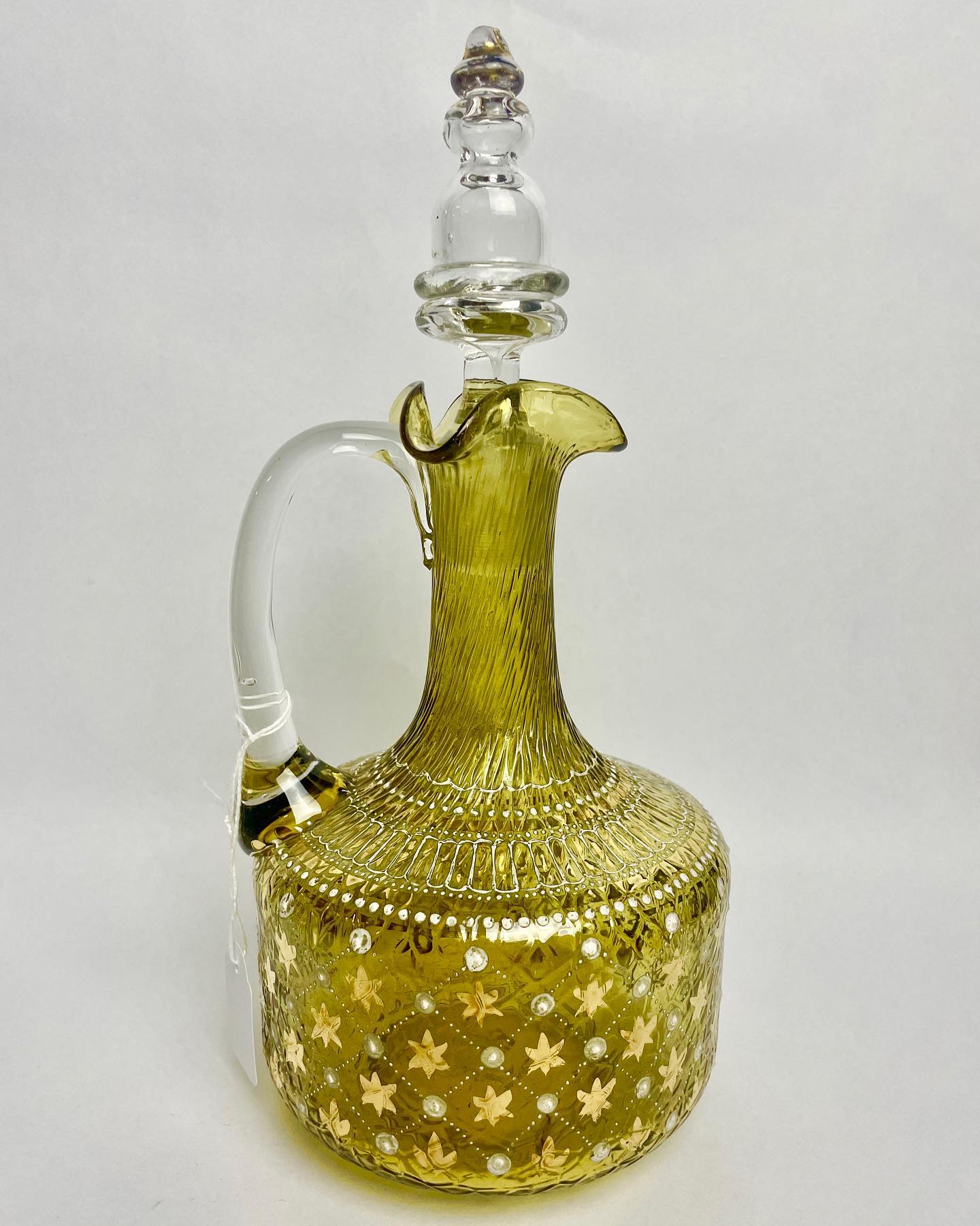 Victorian hand-painted glass decanter