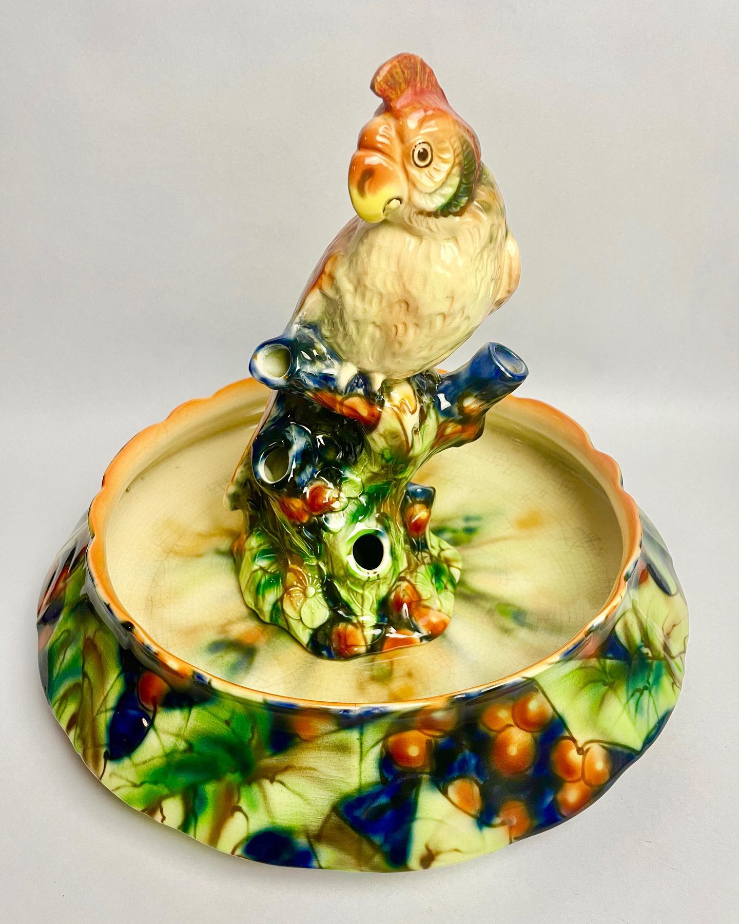 Falcon ware bird centrepiece by T. Lawrence Earthenware manufacturer