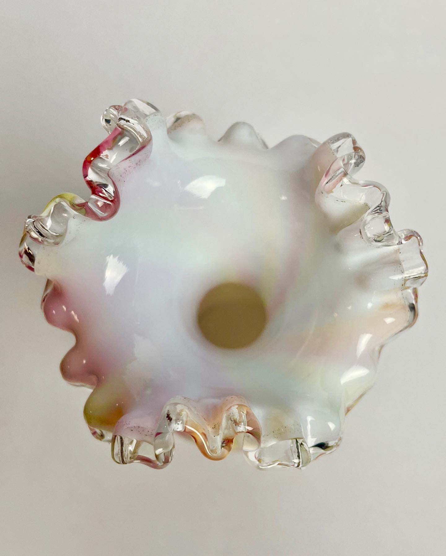 Victorian Rainbow Swirl Art Glass Vase