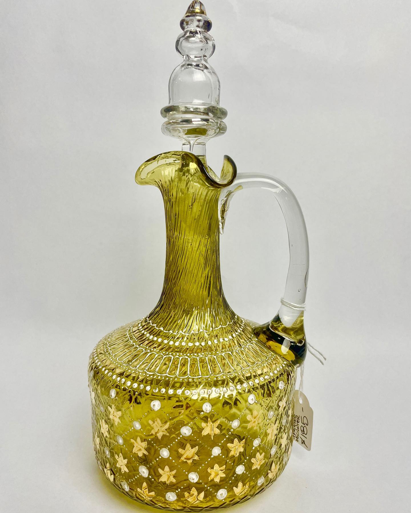 Victorian hand-painted glass decanter