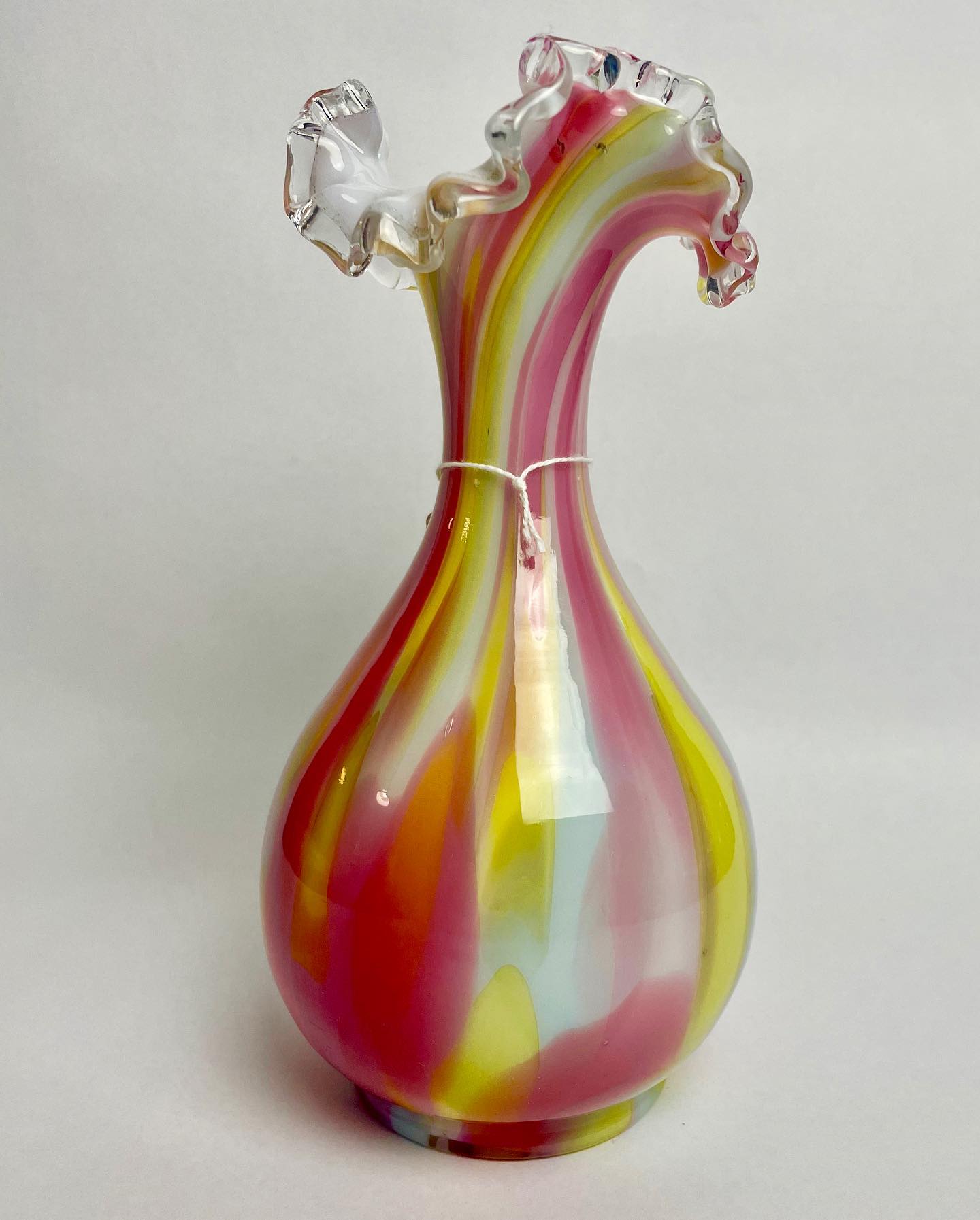 Victorian Rainbow Swirl Art Glass Vase