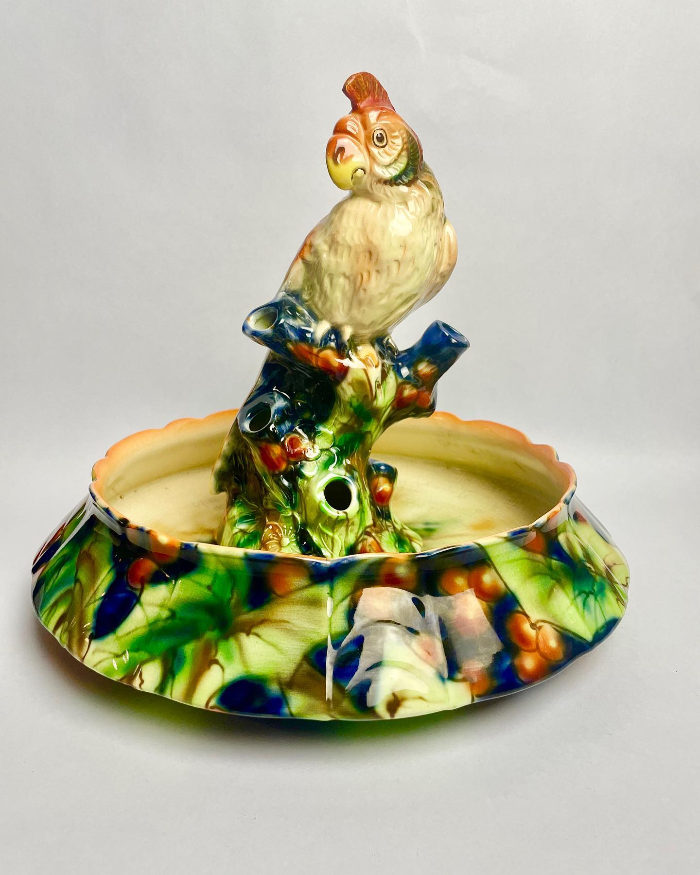 Falcon ware bird centrepiece by T. Lawrence Earthenware manufacturer