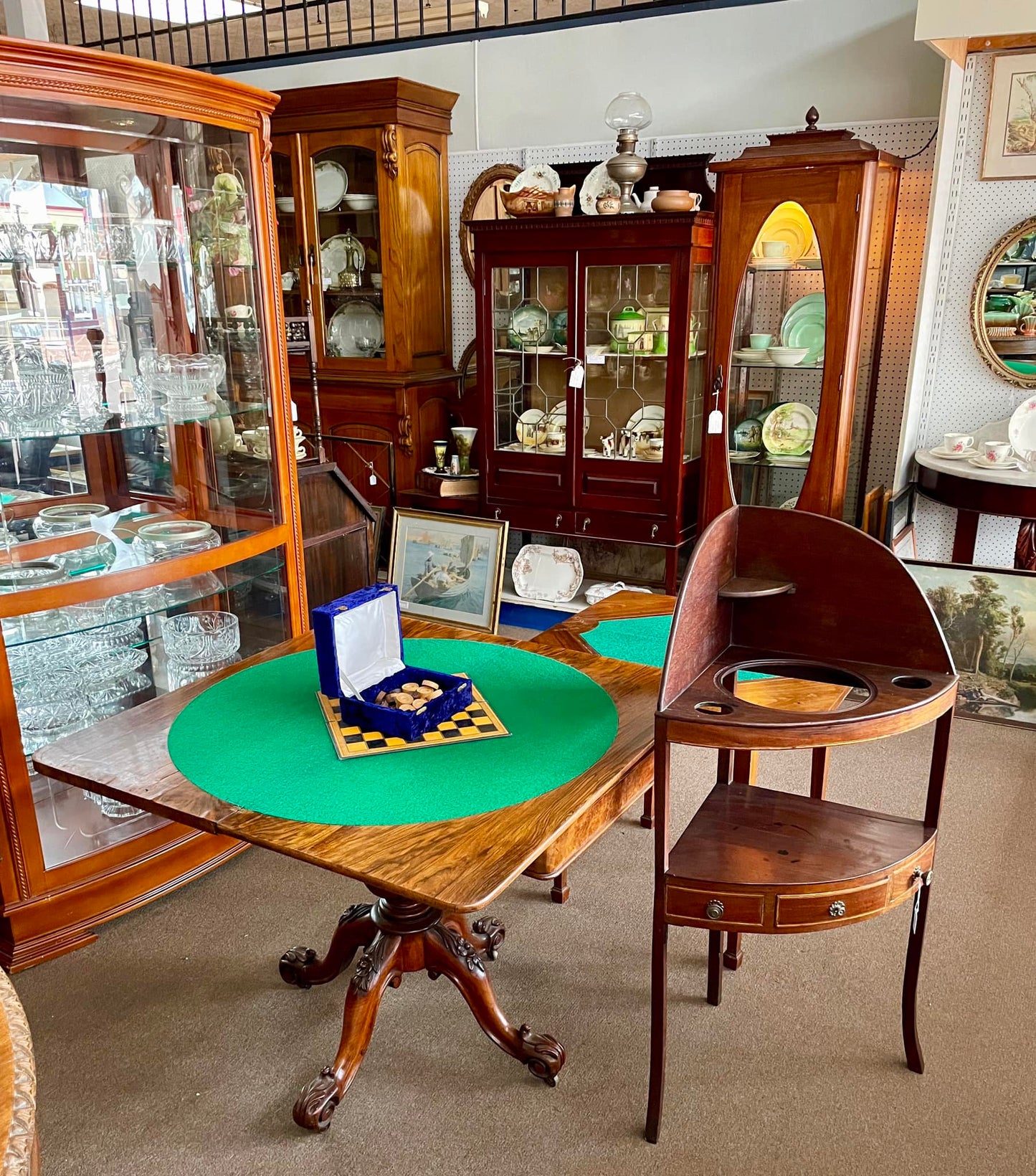Victorian walnut burl gaming table (900mm square top) folds to a hall table c1850 $695