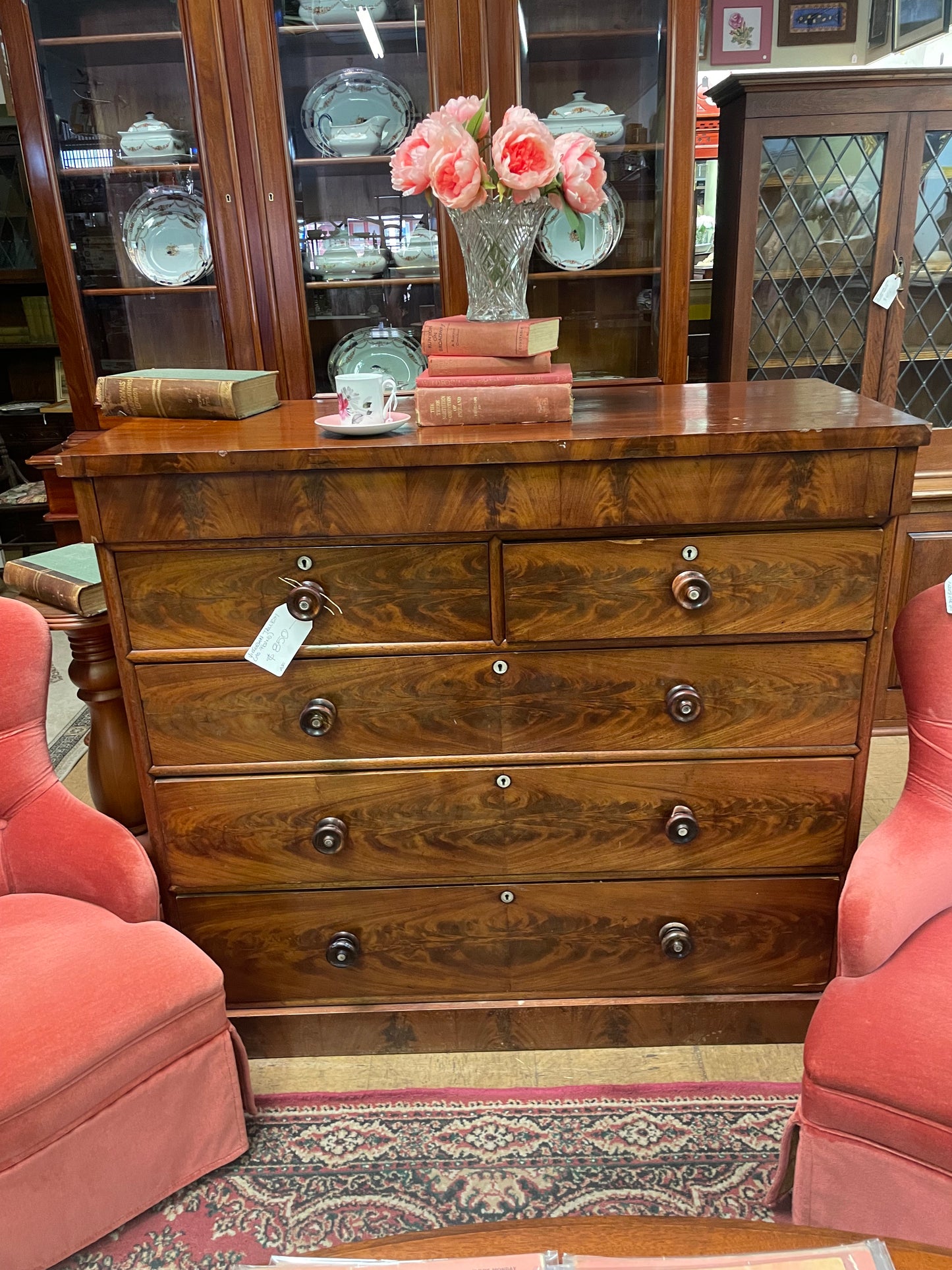 Victorian Flame Mahogany Chest of Drawers