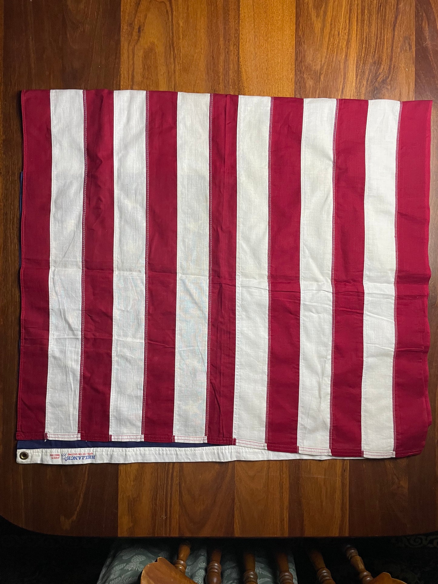 Vintage fully-sewn linen USA flag by Reliance