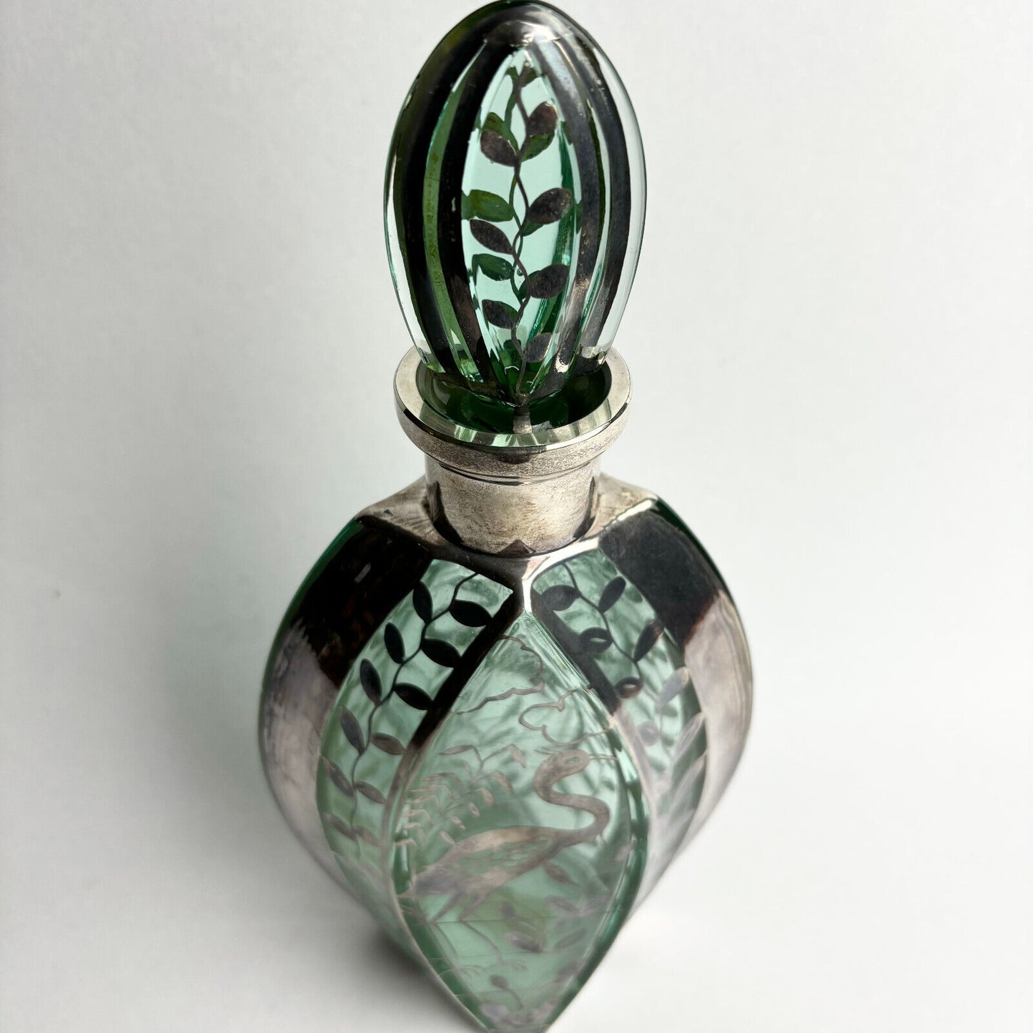 Art Deco silver overlay decanter by Pierre D’Avesn (26cm tall)