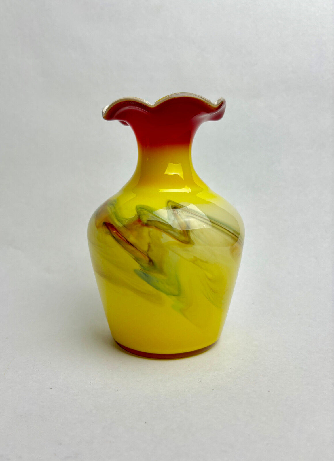 Pair of Ambergine Glass Vases (16cm tall)