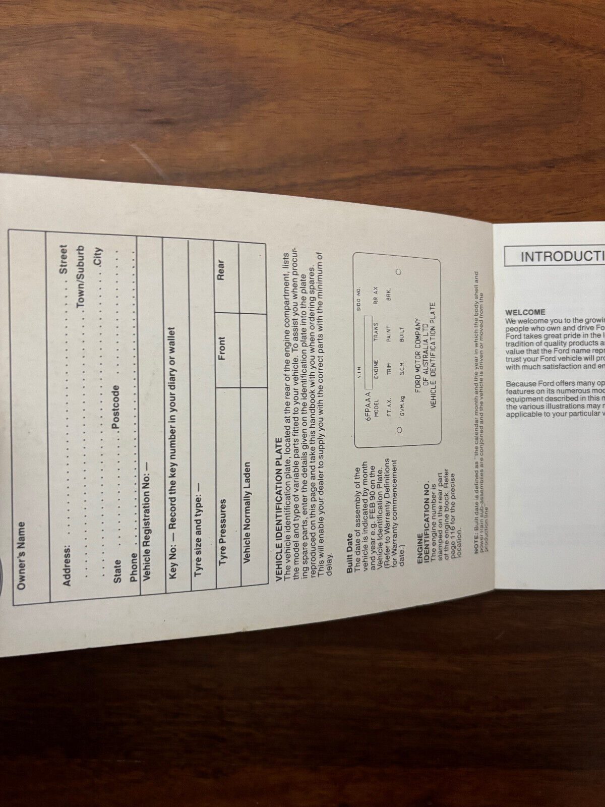 Ford Laser Owner's Instruction Manual