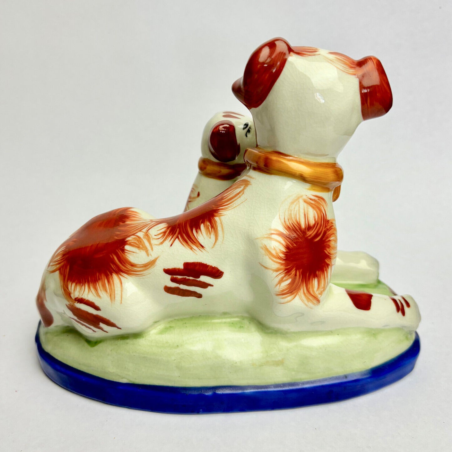 Pair of Antique Staffordshire Terriers with Puppy Bookends