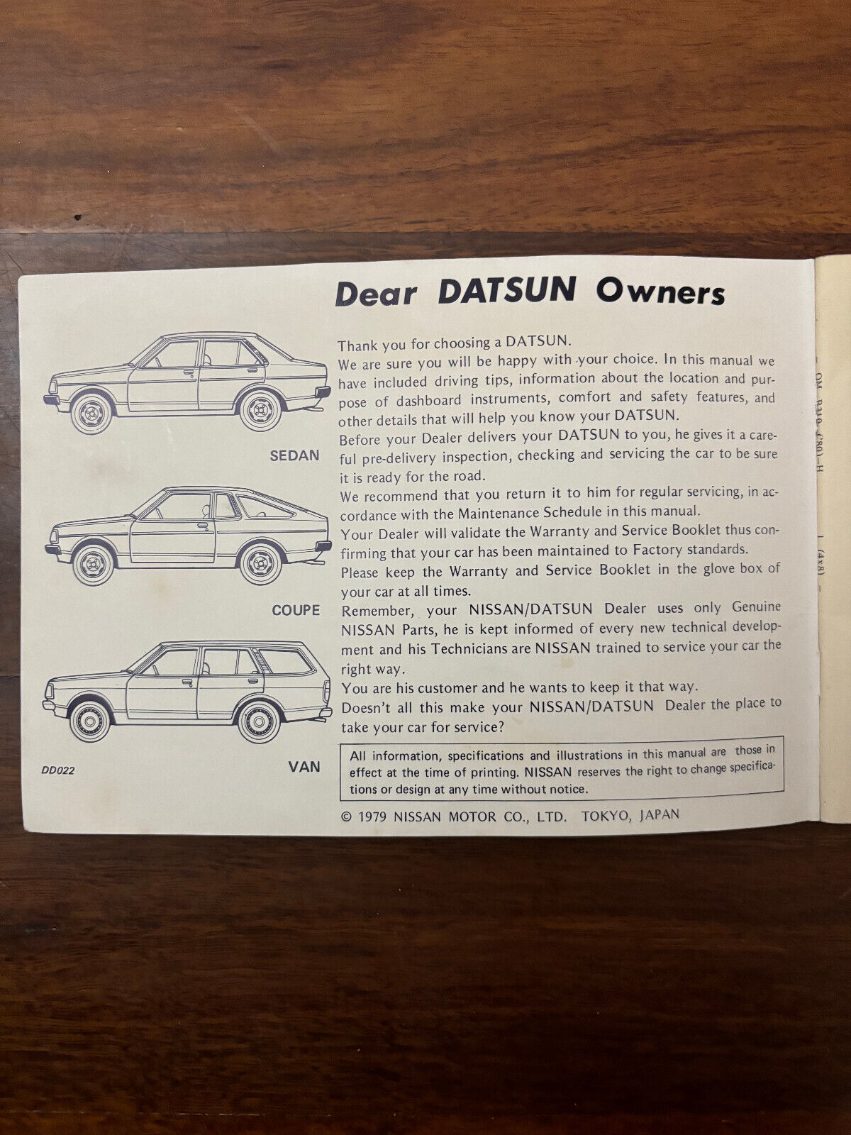 1980 Datsun Sunny Model B310 Series Owners Manual