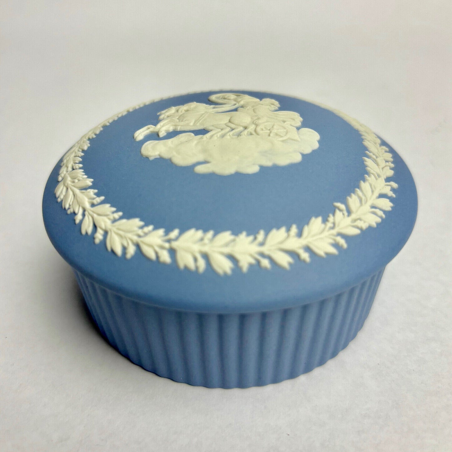 Antique Wedgwood Blue Round Trinket Box
