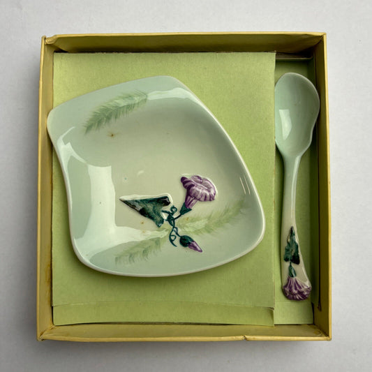 Carlton Ware Convolvulus Morning Glory Butter/Jam Dish, Box & Spoon