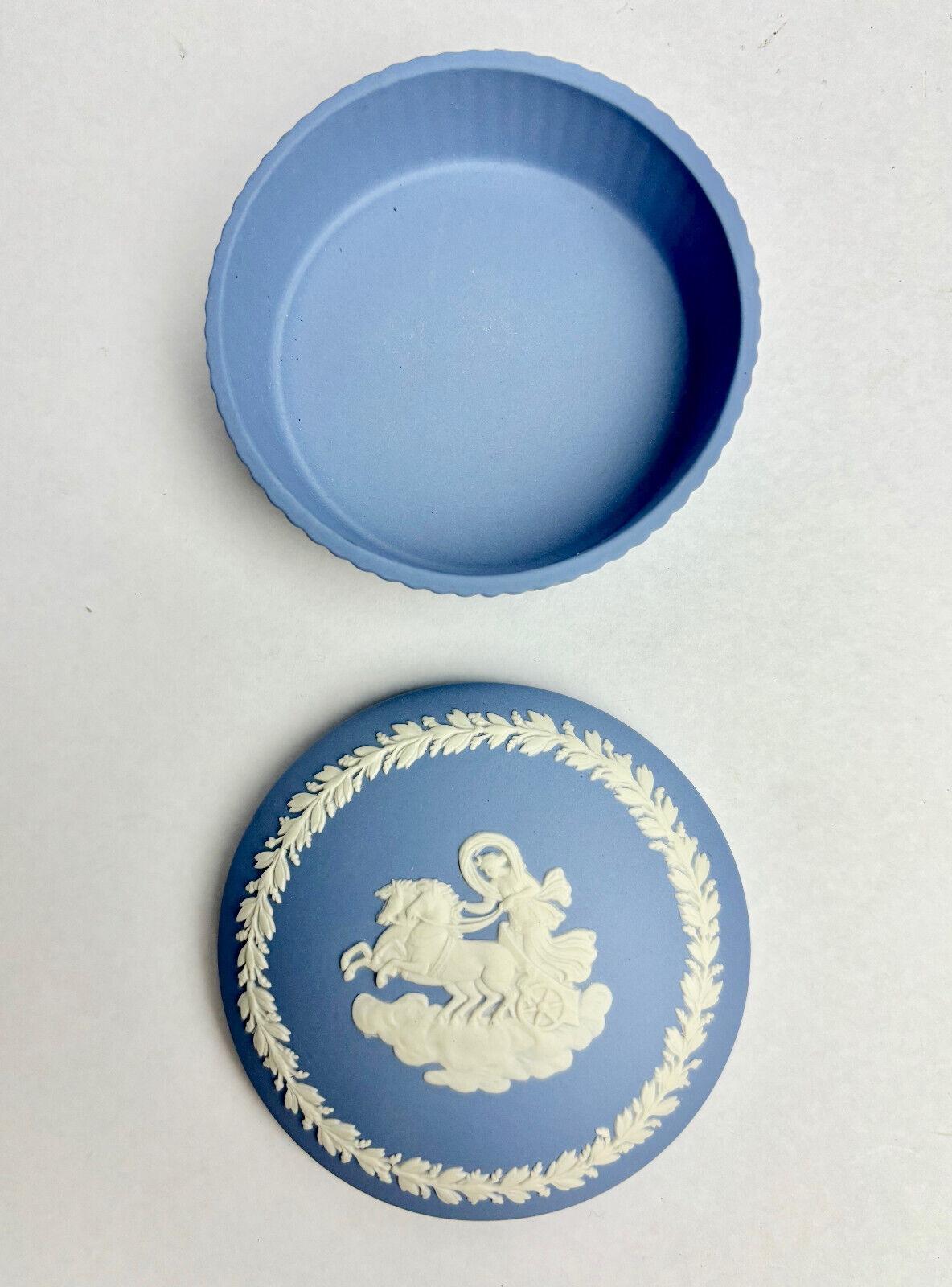 Antique Wedgwood Blue Round Trinket Box