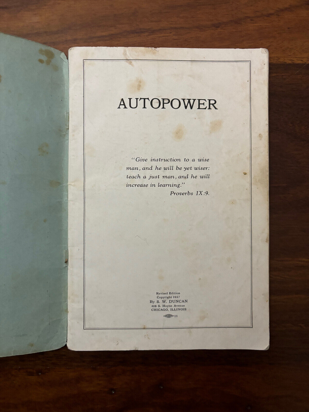 Autopower Vintage Guide/Book by S.W. Duncan (Softcover, 1937)