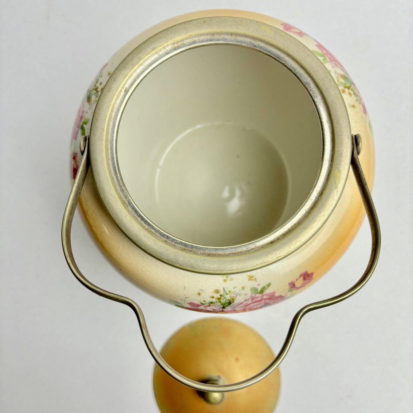 Antique Hand-painted Pottery Biscuit Barrel