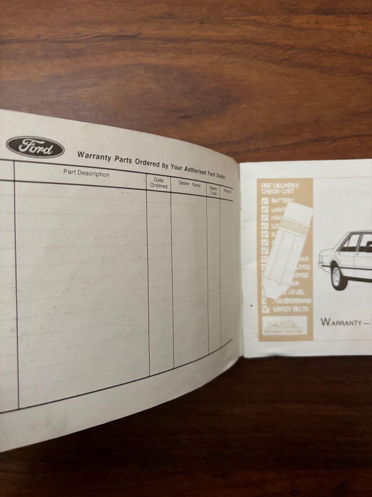 Ford Xd Warranty and Maintenance Book Falcon, Fairmont, Fairmont Ghia