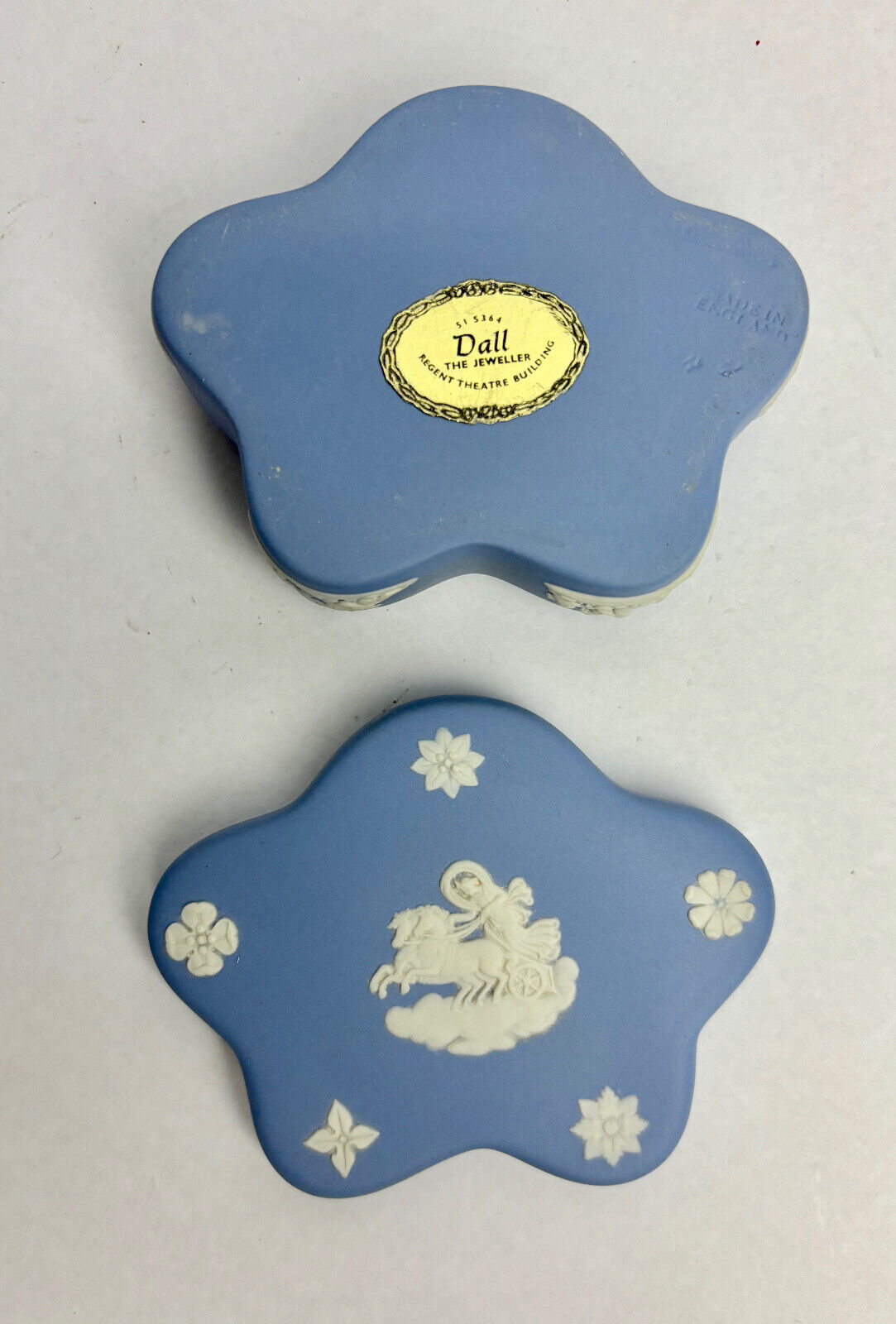 Antique Wedgwood Blue Fancy Shape Trinket Box
