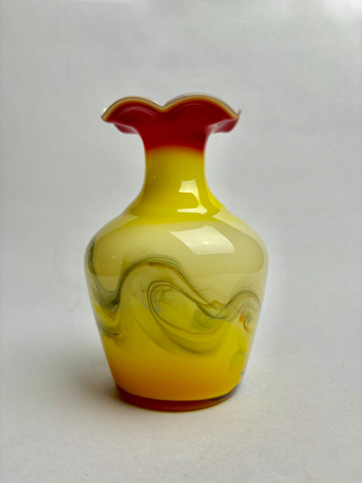 Pair of Ambergine Glass Vases (16cm tall)
