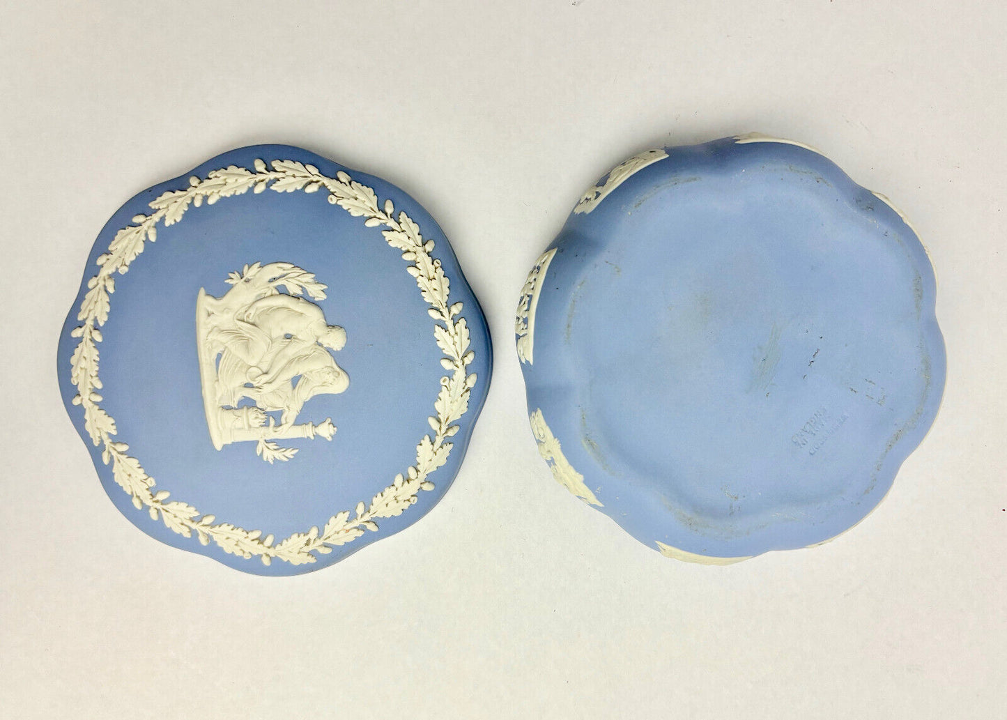 Antique Wedgwood Blue Fancy Shape Trinket Box