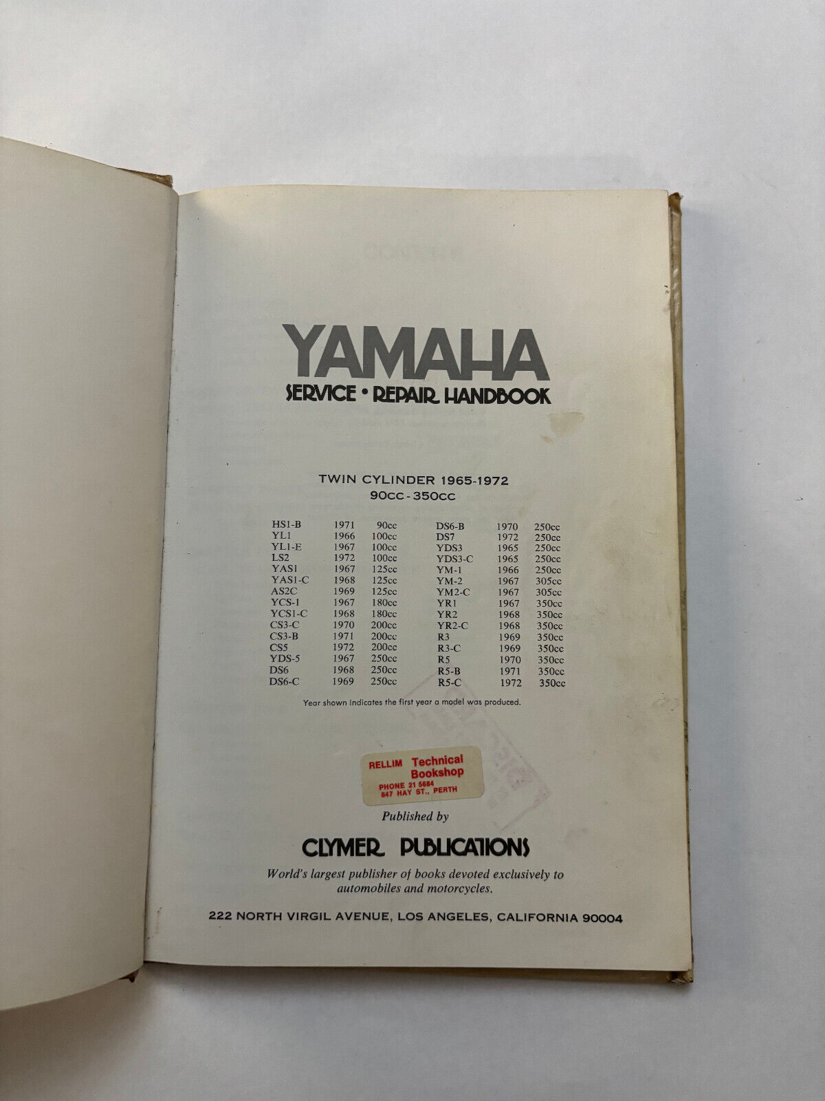 Yamaha Twin Cylinder 1965-1972 Clymer Service Repair Handbook Manual