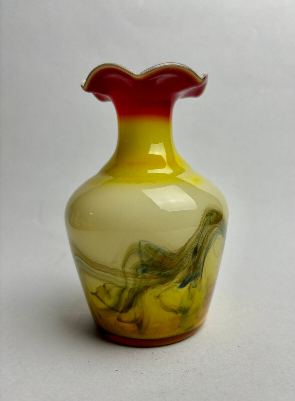 Pair of Ambergine Glass Vases (16cm tall)