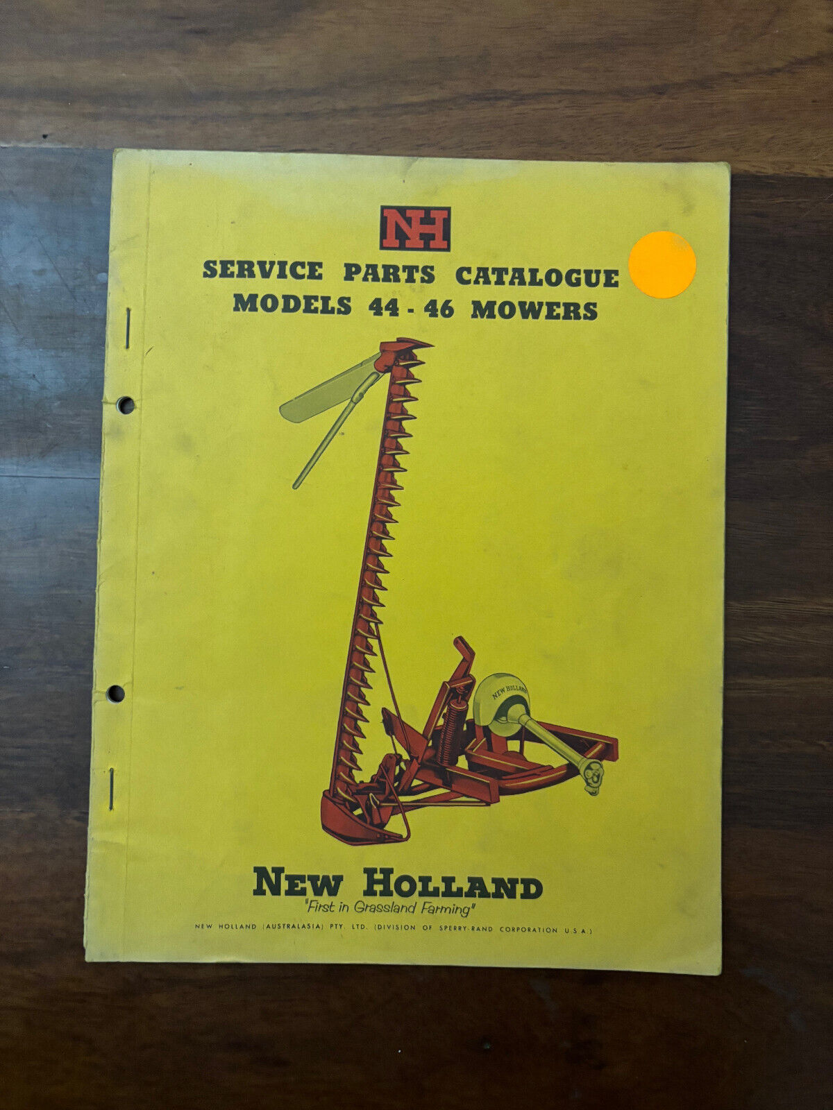 SERVICE PARTS CATALOGUE MODELS 44-46 MOWERS NEW HOLLAND