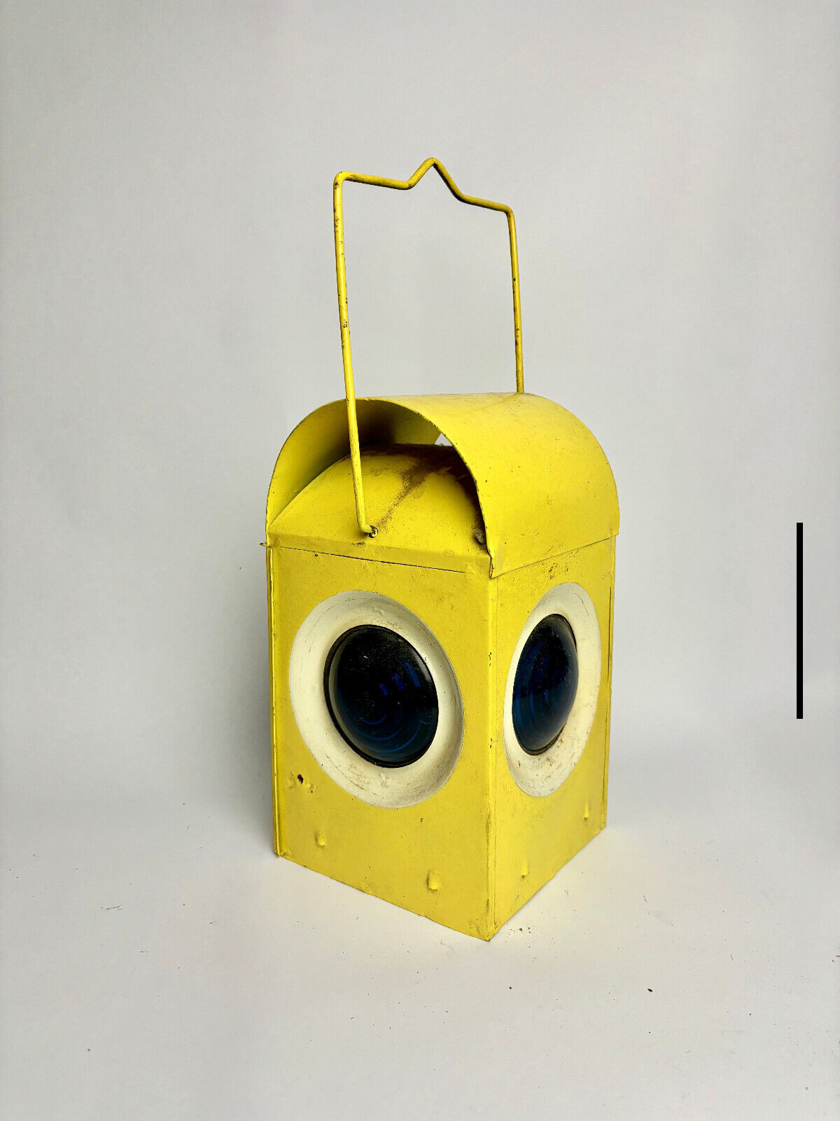 Vintage Yellow Railway Lantern (blue lens)