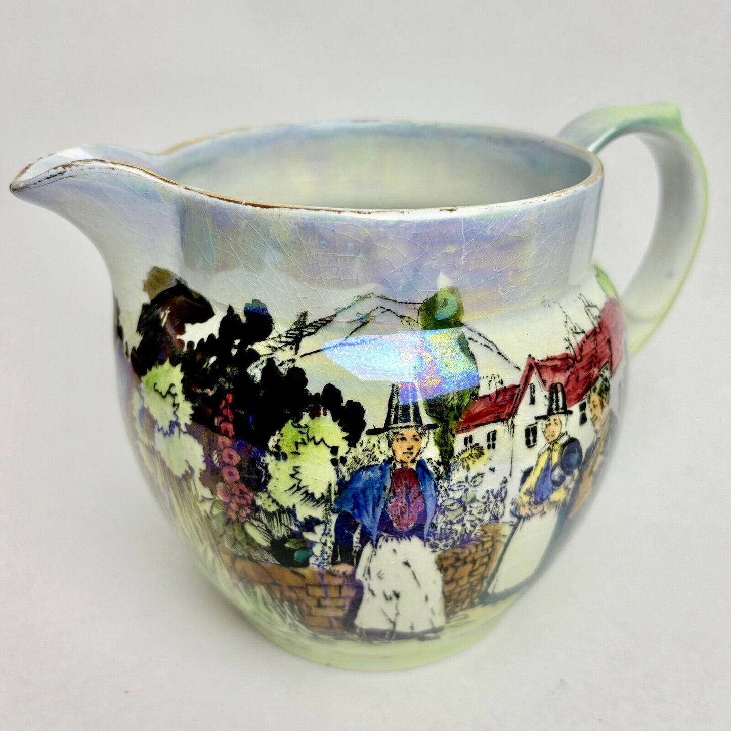 Grimwades Welsh Characters Lustre Ware Jug 5812 England 1930s
