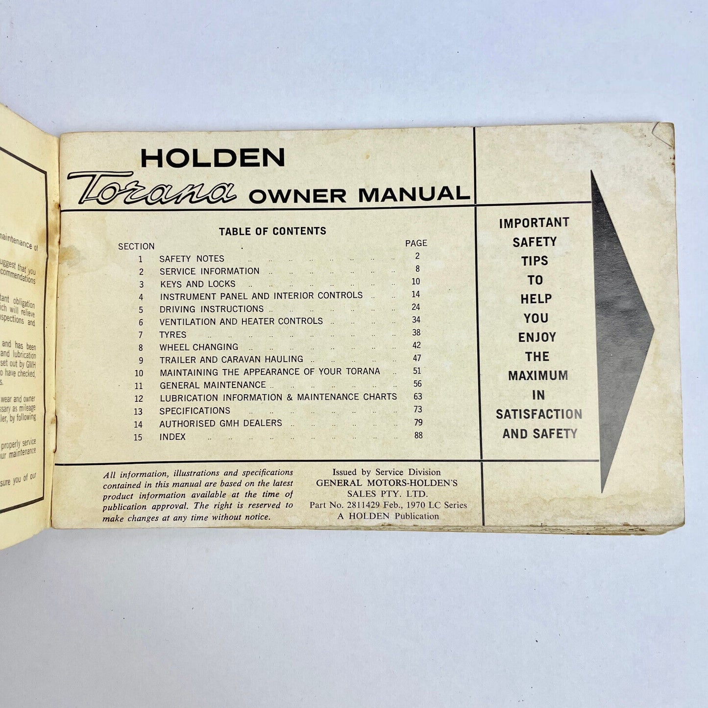 Genuine Holden LC Torana Owner's Manual GM scarce