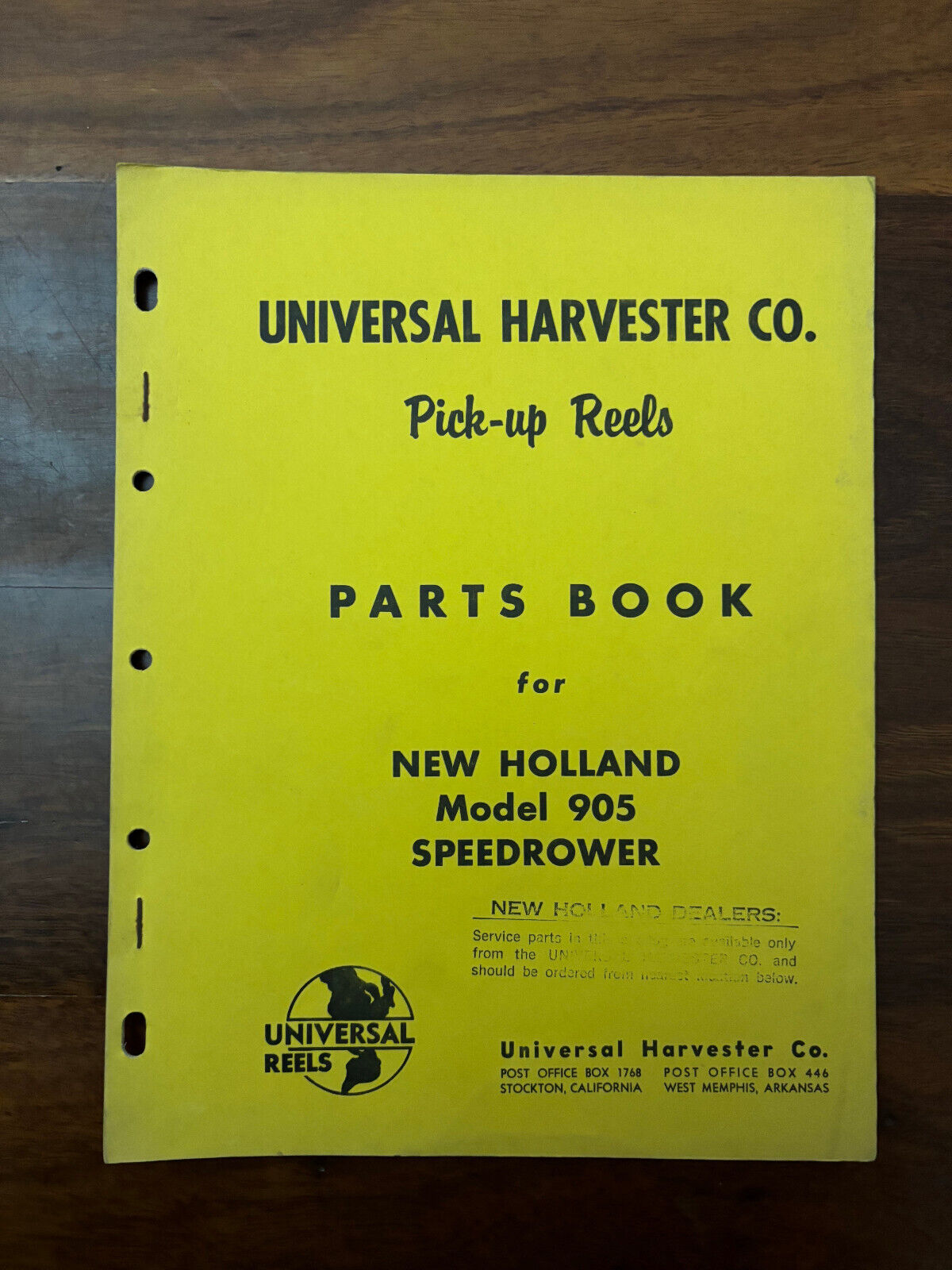 New Holland Speedrower Parts Book Model 905 Universal Harvester