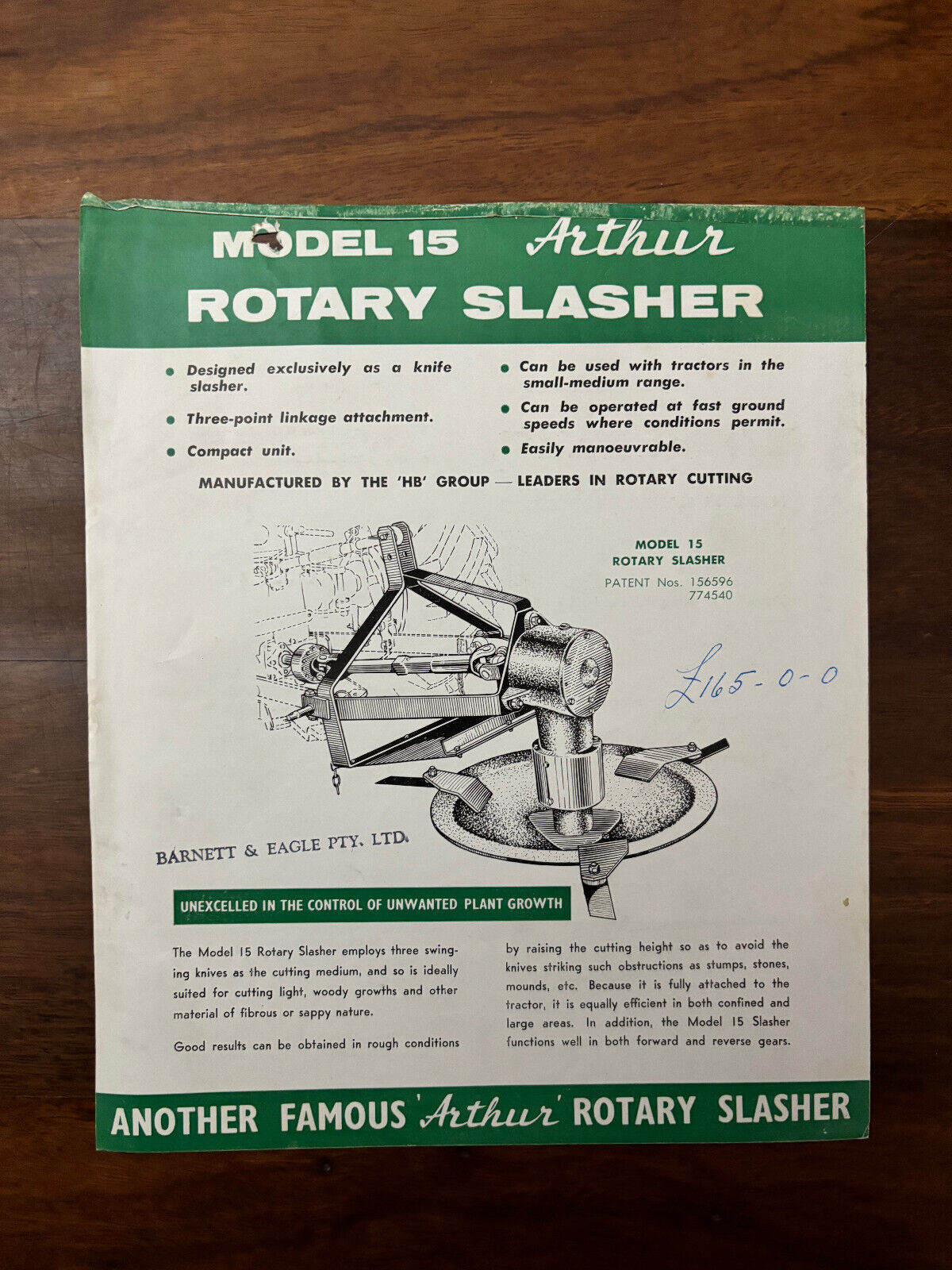 Arthur Model 15 Rotary Slasher Sales Brochure