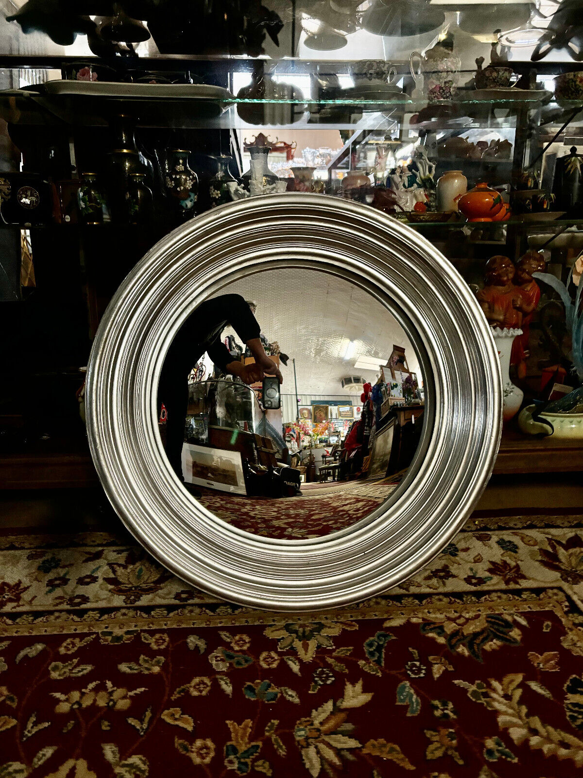 Round Silver Convex Mirror 64cm