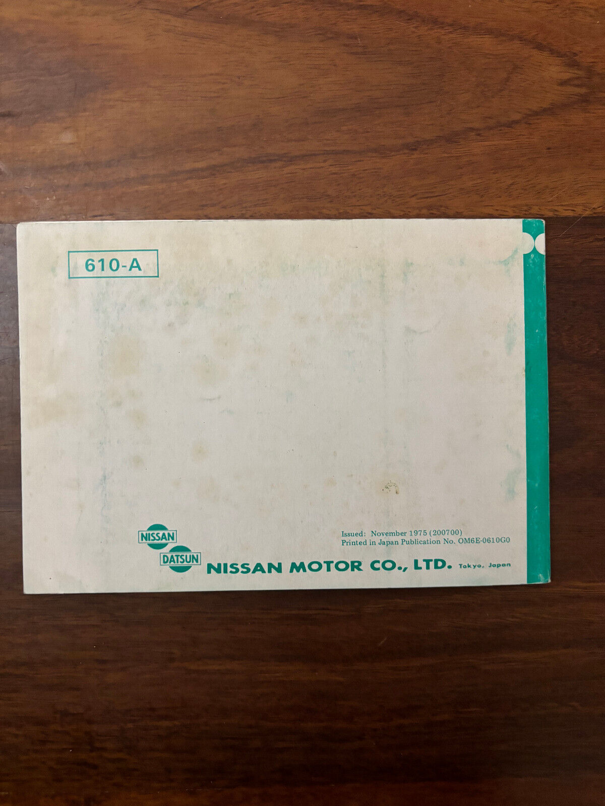 Datsun 180B 160B Model 610 Series Vintage Owner Manual Handbook