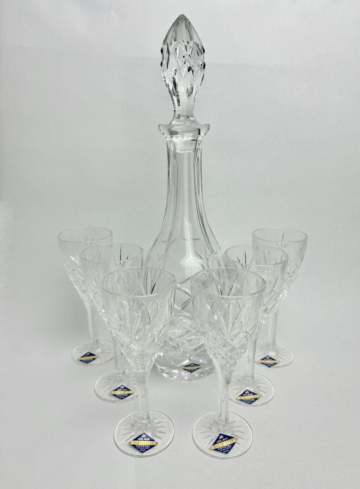 Bohemia Lead Crystal 7-piece set decanter glasses