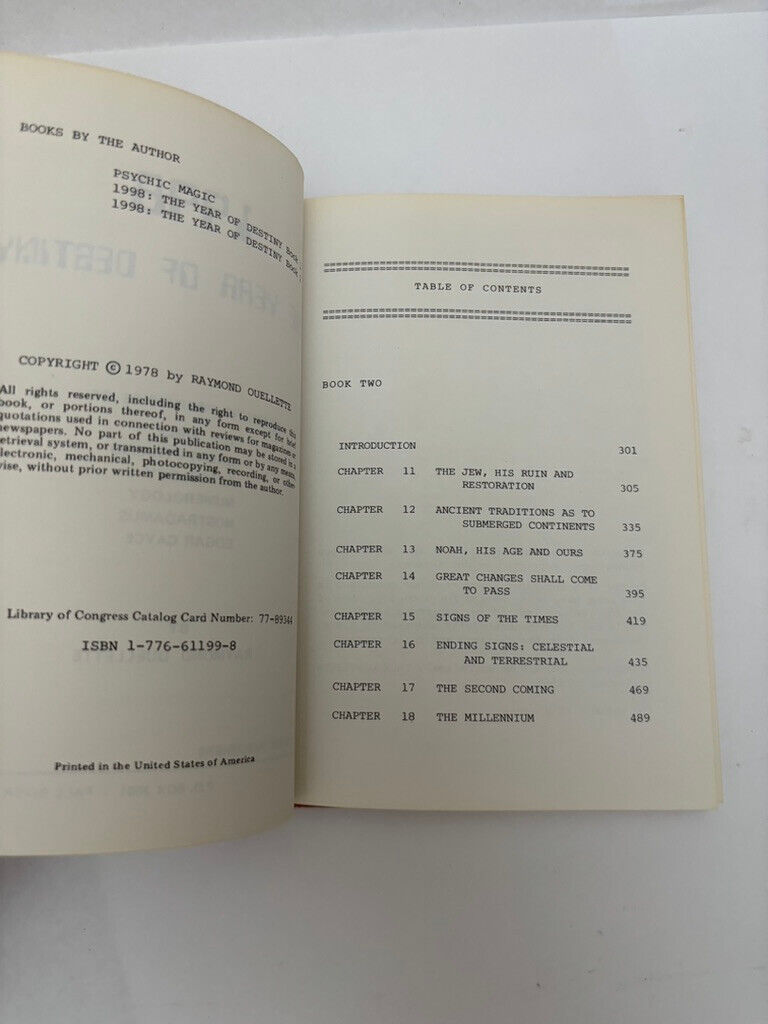 1998: The Year of Destiny Book 2 by Raymond Ouellette (Hardcover, 1978)