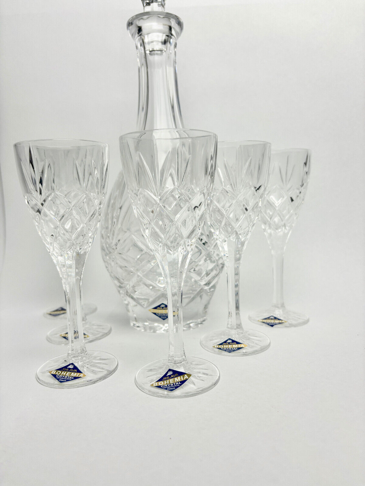 Bohemia Lead Crystal 7-piece set decanter glasses