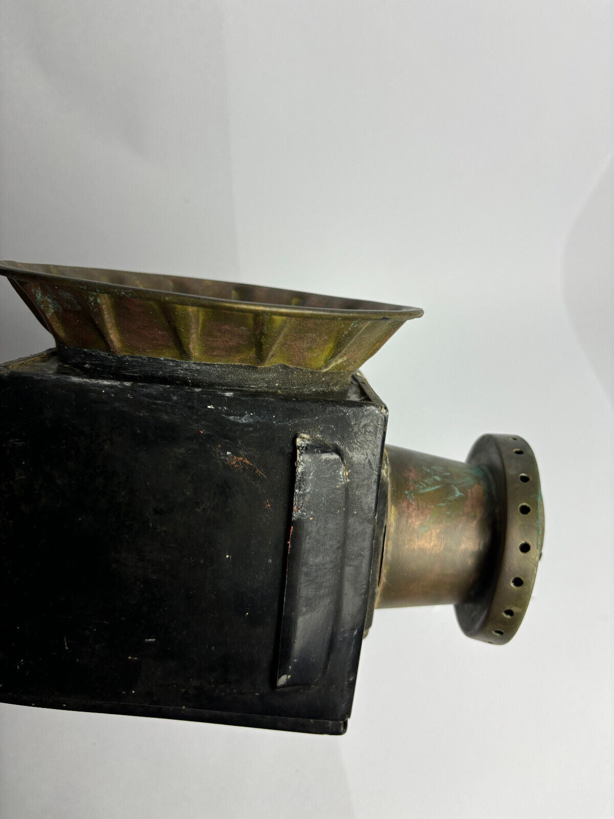 Large Antique Kerosene Carriage Buggy Lamp Beveled Glass 45cm