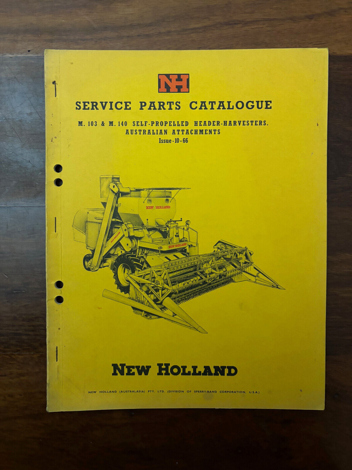 NEW HOLLAND SERVICE PARTS CATALOGUE M. 103 & Μ. 140 SELF-PROPELLED HEADER-HARVES