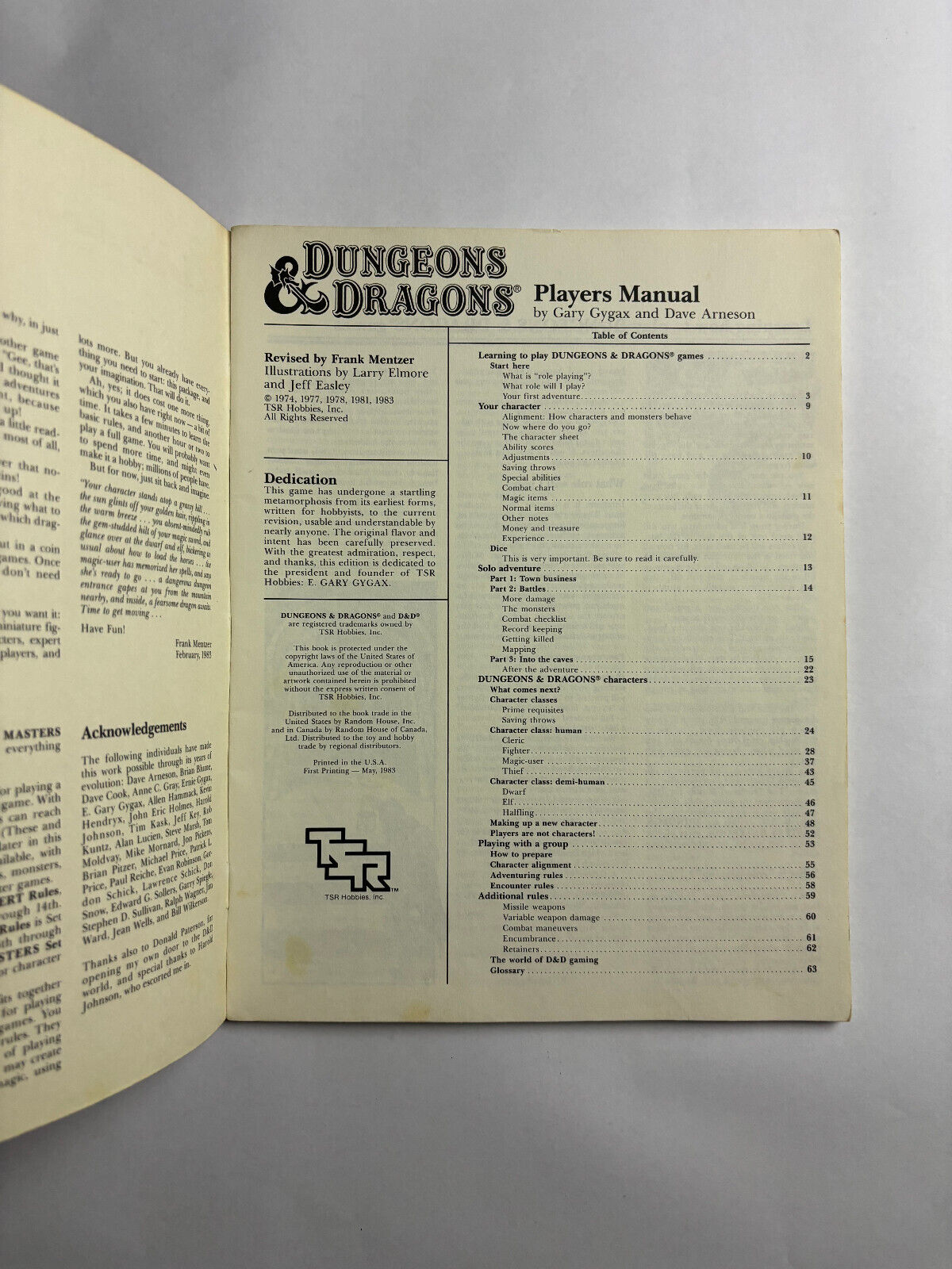 Vintage Dungeons & Dragons Players Manual D Masters Rulebook Basic Set of 2 1983