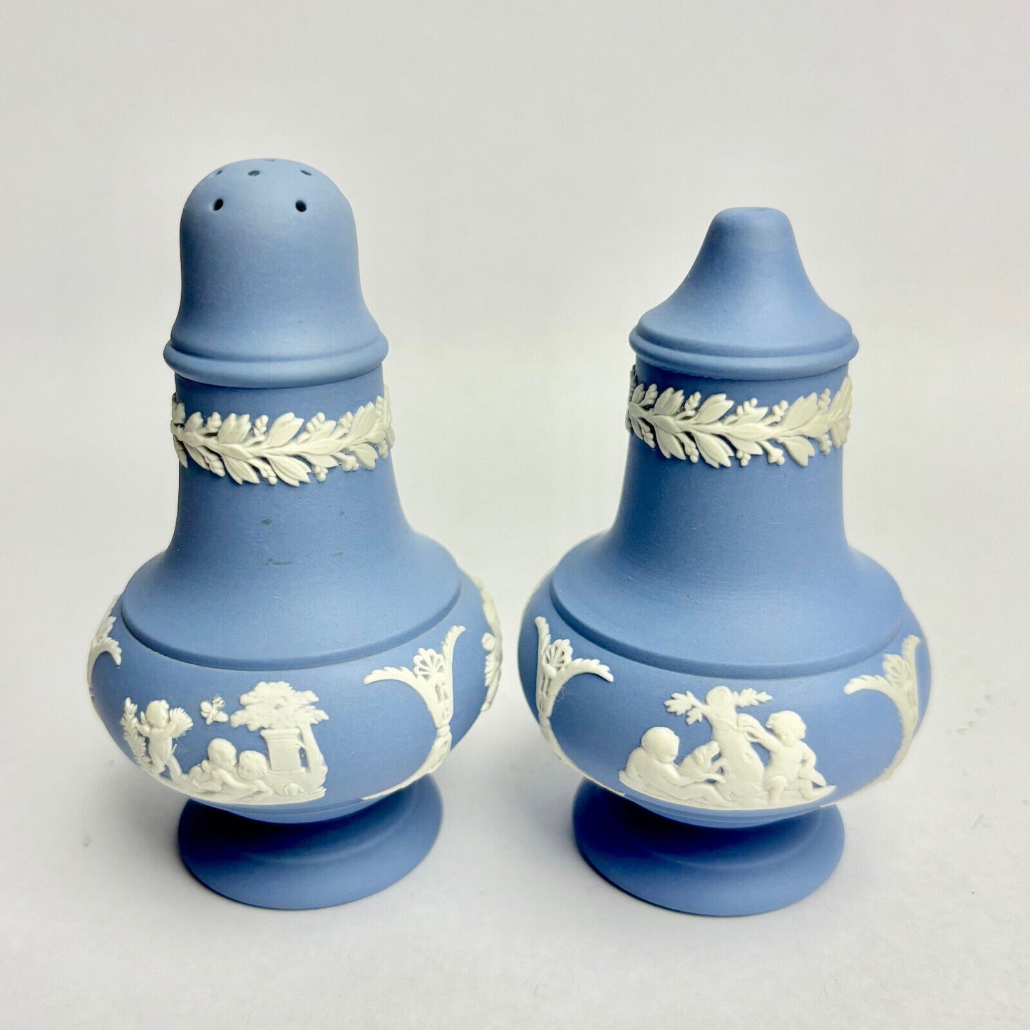 Antique Wedgwood Blue Salt & Pepper Shakers